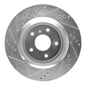 Infiniti QX55 Brake Rotor (1) - Front Left - R1 Concepts - Drilled & Slotted - Silver - `19-`24